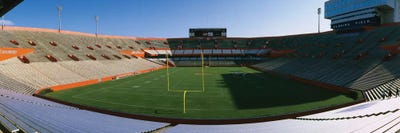 High angle view of players in a football field, Ben Hill Griffin Stadium, University Of Florida, Gainesville, Florida, USA by Panoramic Images framed canvas print