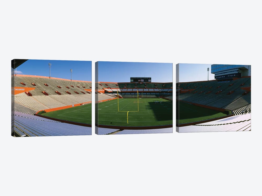 High angle view of players in a football field, Ben Hill Griffin Stadium, University Of Florida, Gainesville, Florida, USA by Panoramic Images 3-piece Canvas Wall Art