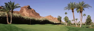 Golf course near rock formations, Paradise Valley, Maricopa County, Arizona, USA by Panoramic Images framed canvas print