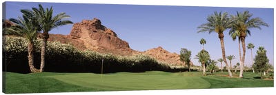 Golf course near rock formations, Paradise Valley, Maricopa County, Arizona, USA Canvas Art Print - Golf Art