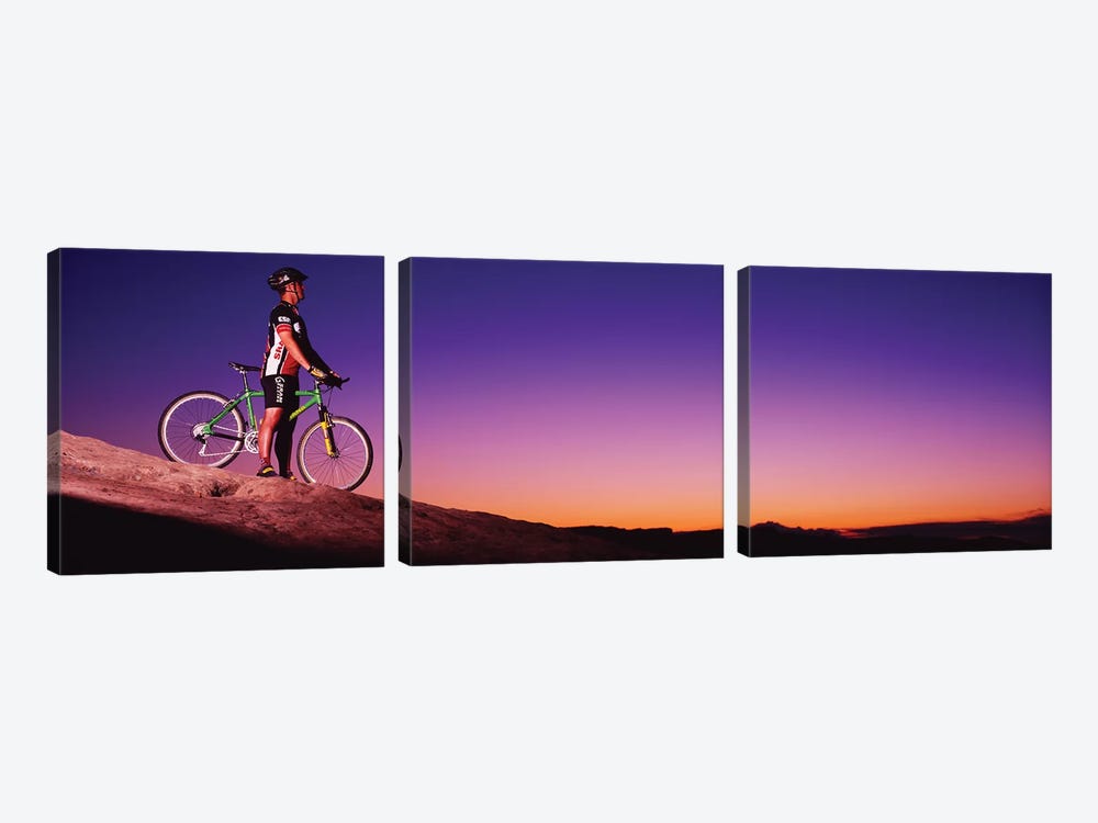 Mountain Biker Slickrock Trail Moab UT by Panoramic Images 3-piece Canvas Artwork