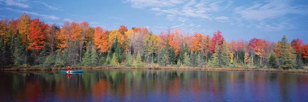 Wisconsin: Man in Canoe near Antigo WI USA by Panoramic Images