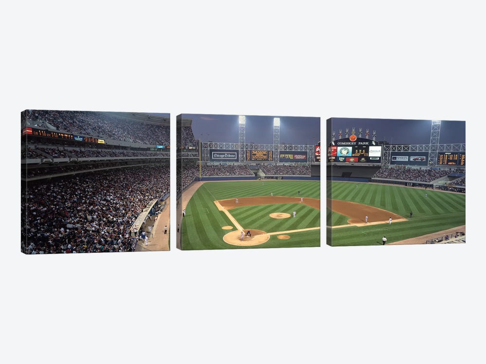 Comisky Park from home plate, USA, Illinois, Chicago, White Sox by Panoramic Images 3-piece Canvas Art Print