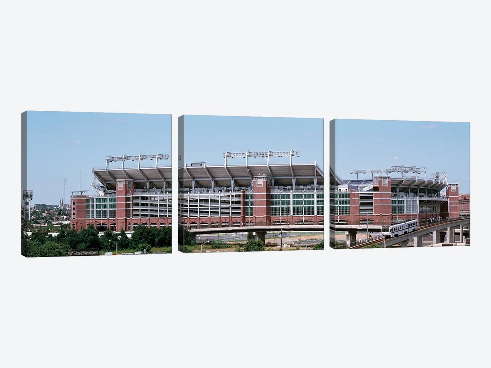 Cable car passing by a stadium, M&T Bank Stadium, Baltimore, Maryland, USA by Panoramic Images 3-piece Canvas Print