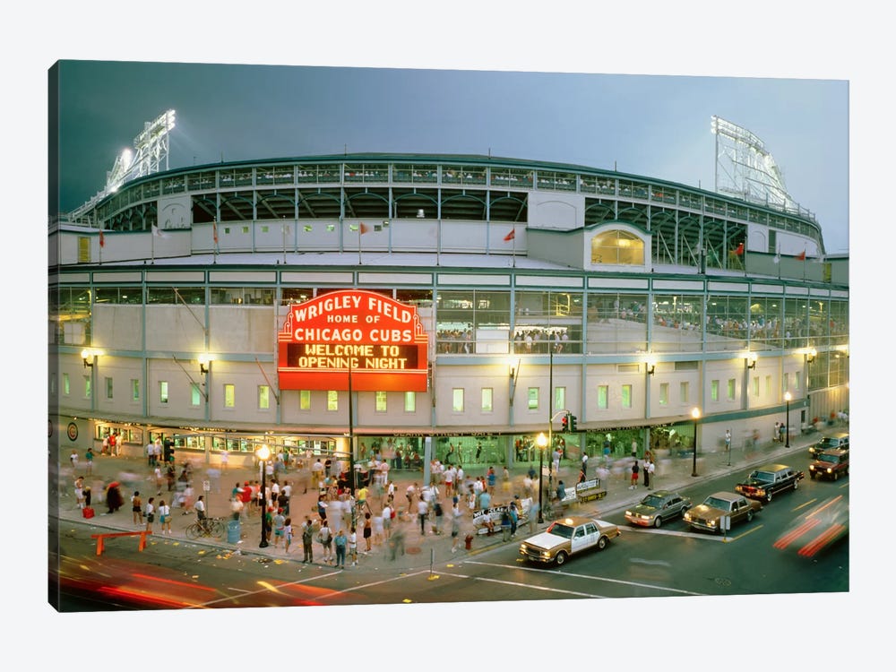 Wrigley Field (From 8/8/88 - The First Night Game That Never Happened), Chicago, Illinois, USA by Panoramic Images 1-piece Canvas Wall Art