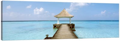 Beach & Pier The Maldives  Canvas Art Print - Nautical Scenic Photography