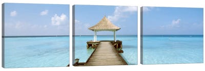 Beach & Pier The Maldives  Canvas Art Print - 3-Piece Panoramic Art