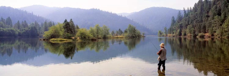 Lone Fly Fisherman, Lewiston Lake, Trinity County, California, USA