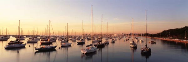 Harbors: Sunset & harbor Chicago IL USA by Panoramic Images