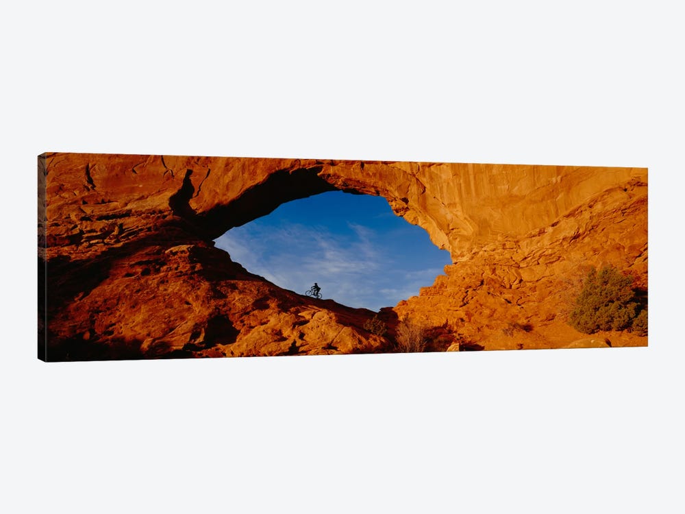 Lone Mountain Biker, North Window Arch, Arches National Park, Utah, USA by Panoramic Images 1-piece Canvas Artwork