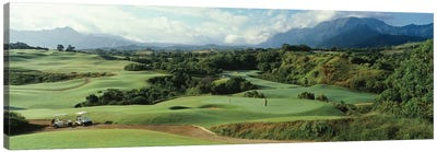 High angle view of a golf course, Princeville Golf Course, Princeville, Kauai County, Hawaii, USA Canvas Art Print - Kauai