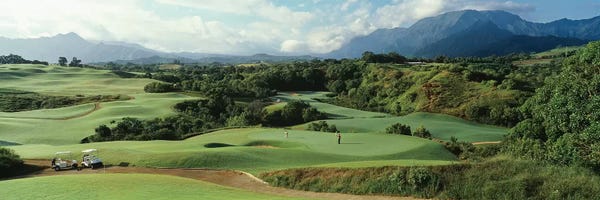 Golf: High angle view of a golf course, Princeville Golf Course, Princeville, Kauai County, Hawaii, USA by Panoramic Images