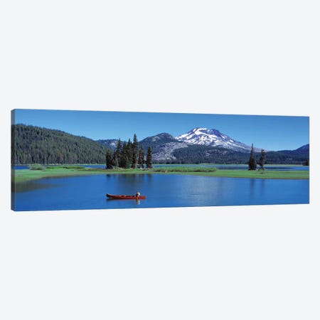Red Canoe Sparks Lake OR Canvas Print #PIM12117} by Panoramic Images Canvas Art