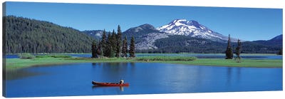 Red Canoe Sparks Lake OR Canvas Art Print - Canoe Art