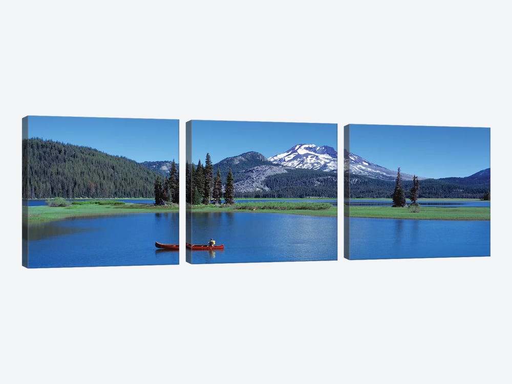 Red Canoe Sparks Lake OR by Panoramic Images 3-piece Canvas Art Print