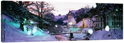 Church on a snow covered hillRothenburg, Bavaria, Germany Canvas Art Print - Snowscape Art