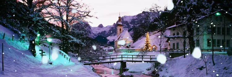 Church on a snow covered hillRothenburg, Bavaria, Germany