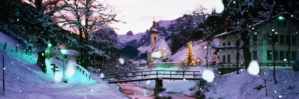 Snow: Church on a snow covered hillRothenburg, Bavaria, Germany by Panoramic Images