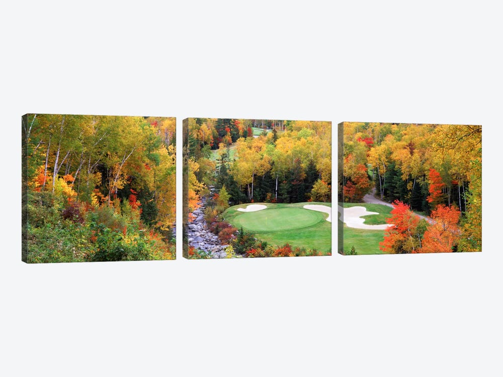 Creekside Green On An Autumn Day, New England, USA by Panoramic Images 3-piece Canvas Art Print