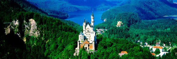 Bavaria: Aerial View, Neuschwanstein Castle, Schwangau, Bavaria, Germany by Panoramic Images