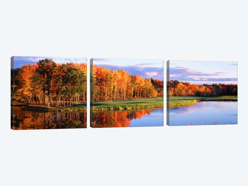 Autumn Golf Course Landscape, New England, USA by Panoramic Images 3-piece Art Print