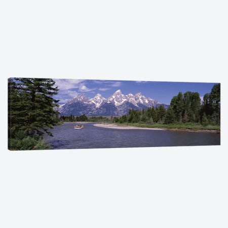 Inflatable raft in a river, Grand Teton National Park, Wyoming, USA Canvas Print #PIM12143} by Panoramic Images Canvas Artwork