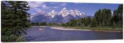 Inflatable raft in a river, Grand Teton National Park, Wyoming, USA Canvas Art Print - Teton Range Art