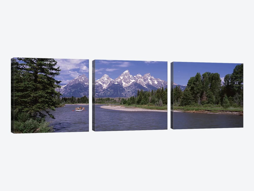 Inflatable raft in a river, Grand Teton National Park, Wyoming, USA by Panoramic Images 3-piece Canvas Art
