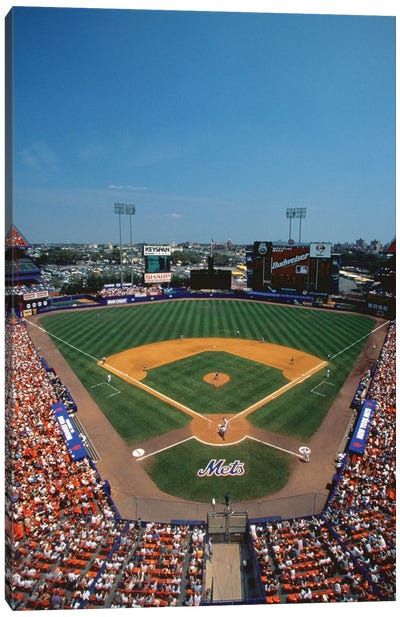 High Angle view of Mets Game at Shea Stadium Canvas Art Print - Baseball Art