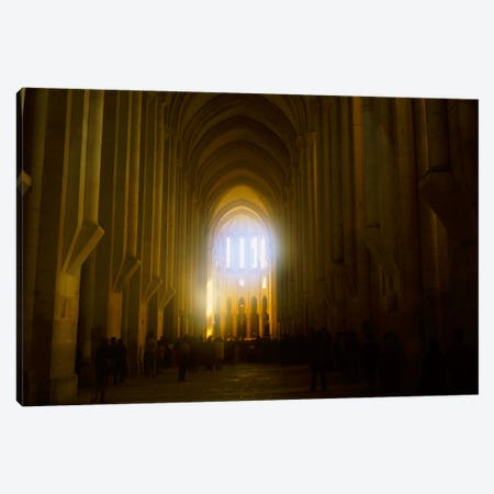 Group of people in the hallway of a cathedral, Alcobaca, Portugal Canvas Print #PIM1215} by Panoramic Images Canvas Art Print