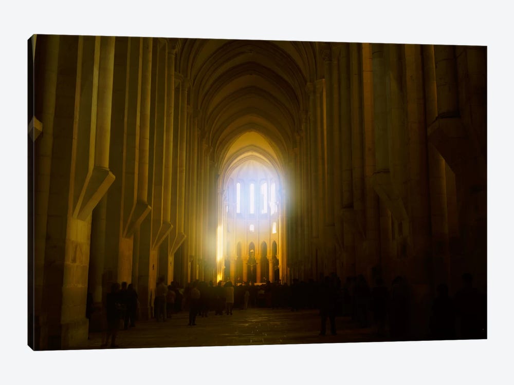 Group of people in the hallway of a cathedral, Alcobaca, Portugal by Panoramic Images 1-piece Canvas Print