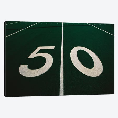 50 Yard Line of Football Field Canvas Print #PIM12162} by Panoramic Images Canvas Wall Art