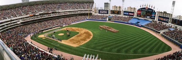 Baseball: Spectators in a baseball stadium, Comiskey Park, Chicago, Illinois, USA by Panoramic Images