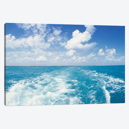Atlantic Ocean and Boat Wake Florida Keys FL Canvas Print #PIM12204} by Panoramic Images Canvas Art