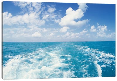 Atlantic Ocean and Boat Wake Florida Keys FL Canvas Art Print - Water Art