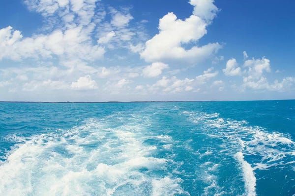 Florida: Atlantic Ocean and Boat Wake Florida Keys FL by Panoramic Images