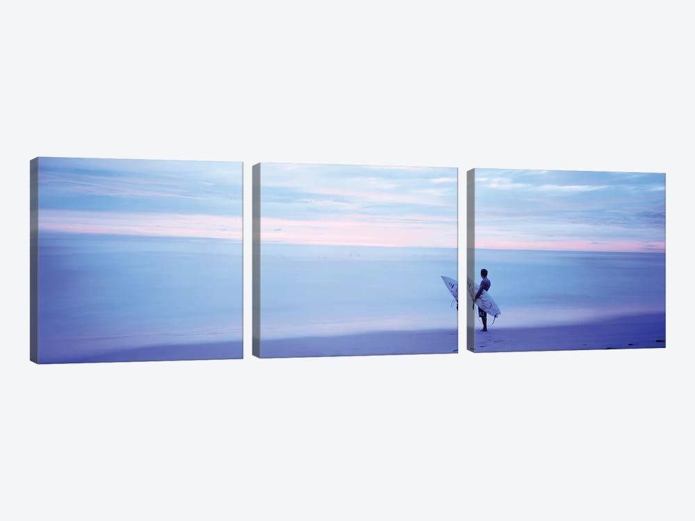 Man With Surfboard on Beach Costa Rica by Panoramic Images 3-piece Canvas Print