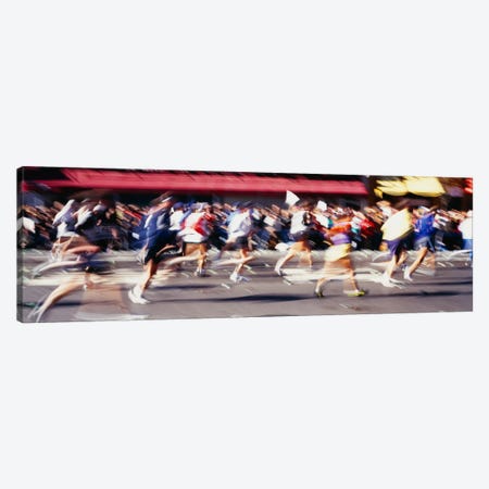 Blurred Motion Side Profile Of Marathon Runners Canvas Print #PIM12218} by Panoramic Images Canvas Art