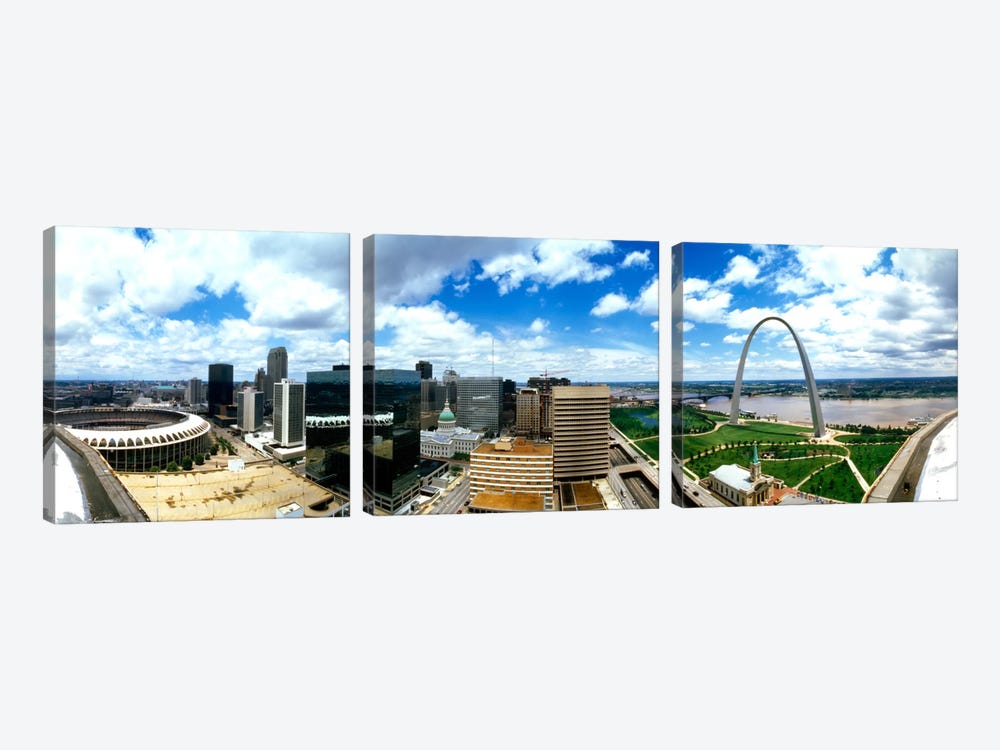 Buildings in a city, Gateway Arch, St. Louis, Missouri, USA by Panoramic Images 3-piece Canvas Artwork