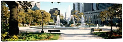 Fountain in a park, Swann Memorial Fountain, Logan Circle, Philadelphia, Philadelphia County, Pennsylvania, USA Canvas Art Print - Pennsylvania Art