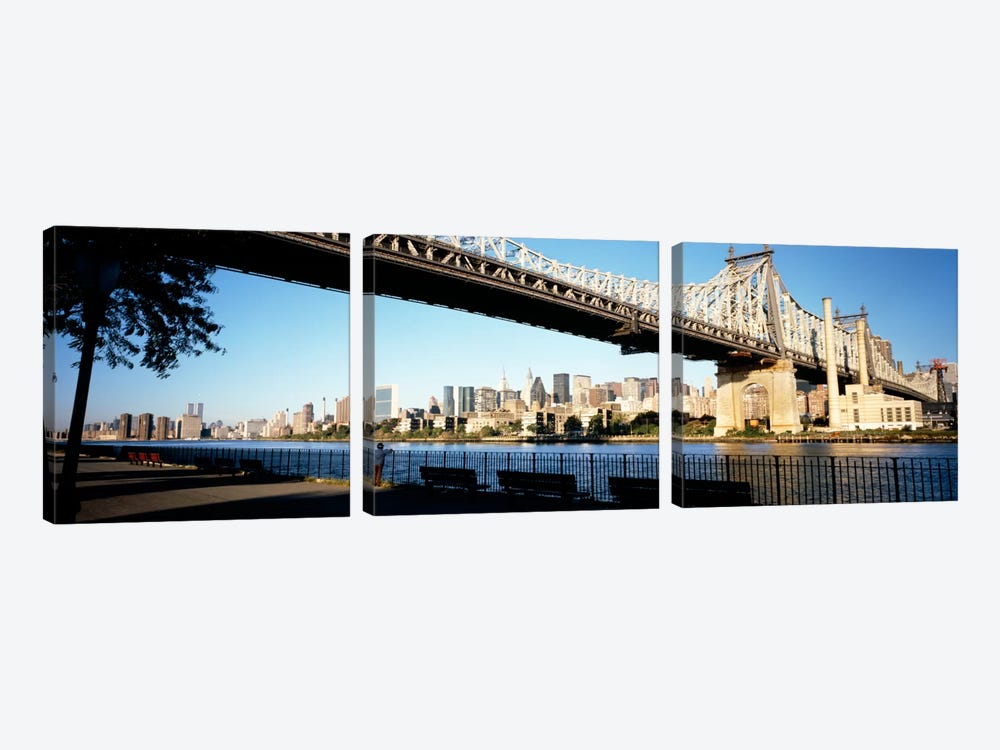 Bridge across a river, Queensboro Bridge, East River, Manhattan, New York City, New York State, USA by Panoramic Images 3-piece Art Print