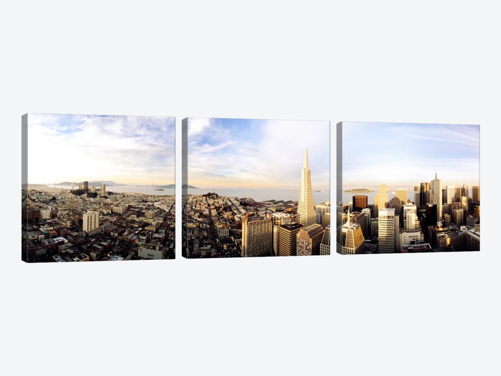 High angle view of a cityTransamerica Building, San Francisco, California, USA by Panoramic Images 3-piece Canvas Art Print