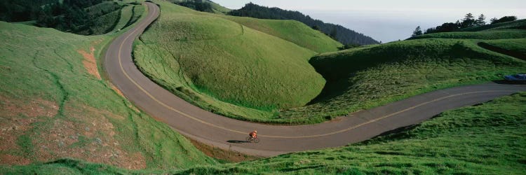 Lone Cyclist, Bolinas Ridge, Marin County, California, USA