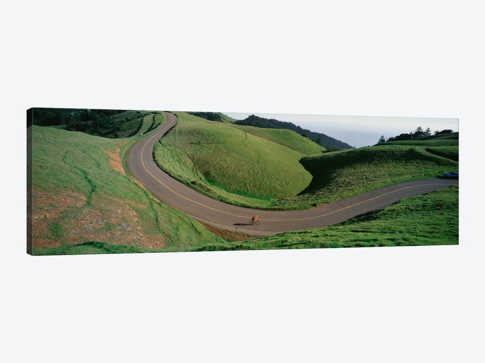Lone Cyclist, Bolinas Ridge, Marin County, California, USA by Panoramic Images 1-piece Canvas Art