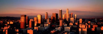 Skyline At Dusk, Los Angeles, California, USA by Panoramic Images framed canvas print