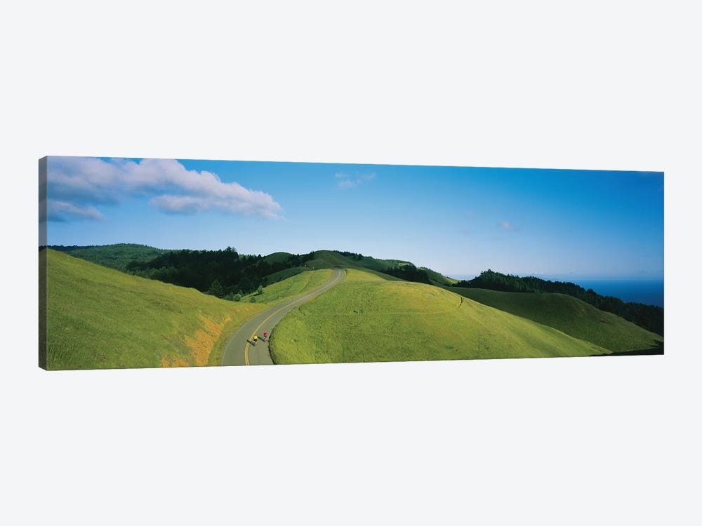 High Angle View Of Two People Cycling On The Road, Marin County, California, USA by Panoramic Images 1-piece Canvas Wall Art