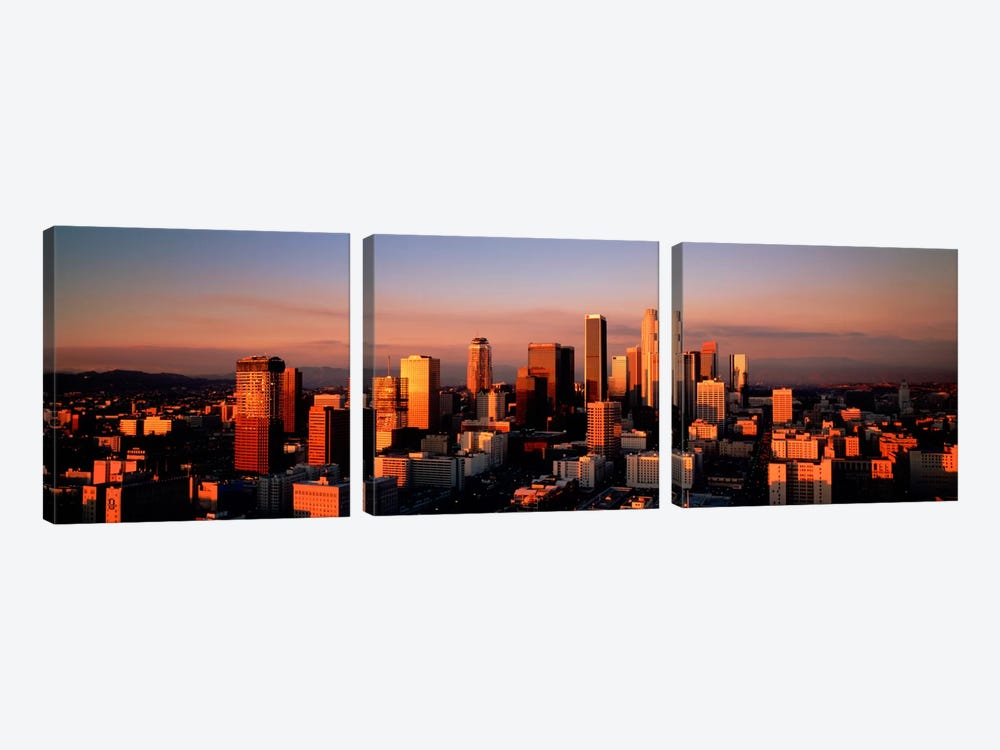Skyline At Dusk, Los Angeles, California, USA by Panoramic Images 3-piece Canvas Print