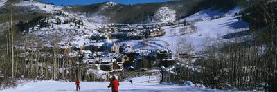 Skiers skiing, Beaver Creek Resort, Colorado, USA by Panoramic Images framed canvas print