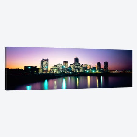 Buildings lit up at dusk, Boston, Suffolk County, Massachusetts, USA Canvas Print #PIM1230} by Panoramic Images Canvas Artwork