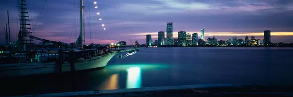 Miami Skylines: Sailboat in the sea, Miami, Miami-Dade County, Florida, USA by Panoramic Images